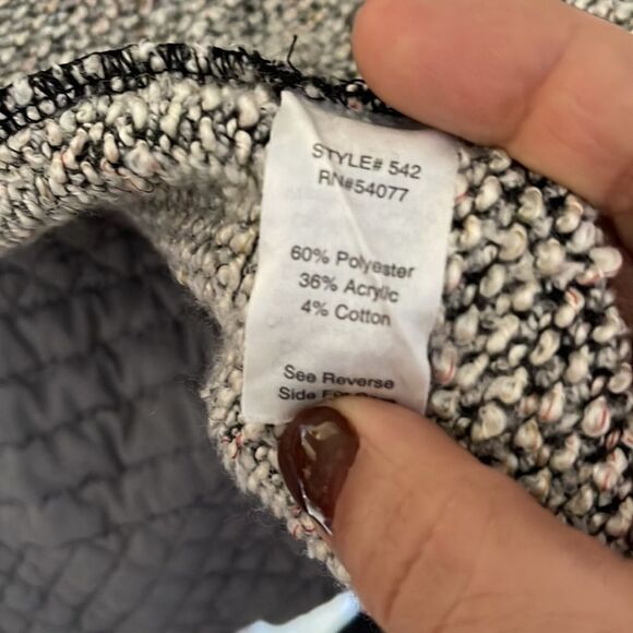 Cabi Coco Black Gray Tweed Knit Short Sleeve Top #542 - Picture 7 of 8